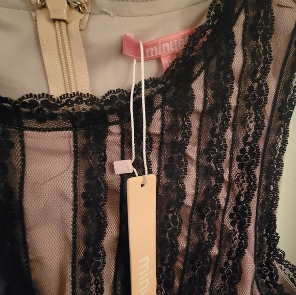 Minuet Black Lace Sleeveless Midi Dress with Tan Lining Size Medium - Picture 4 of 4